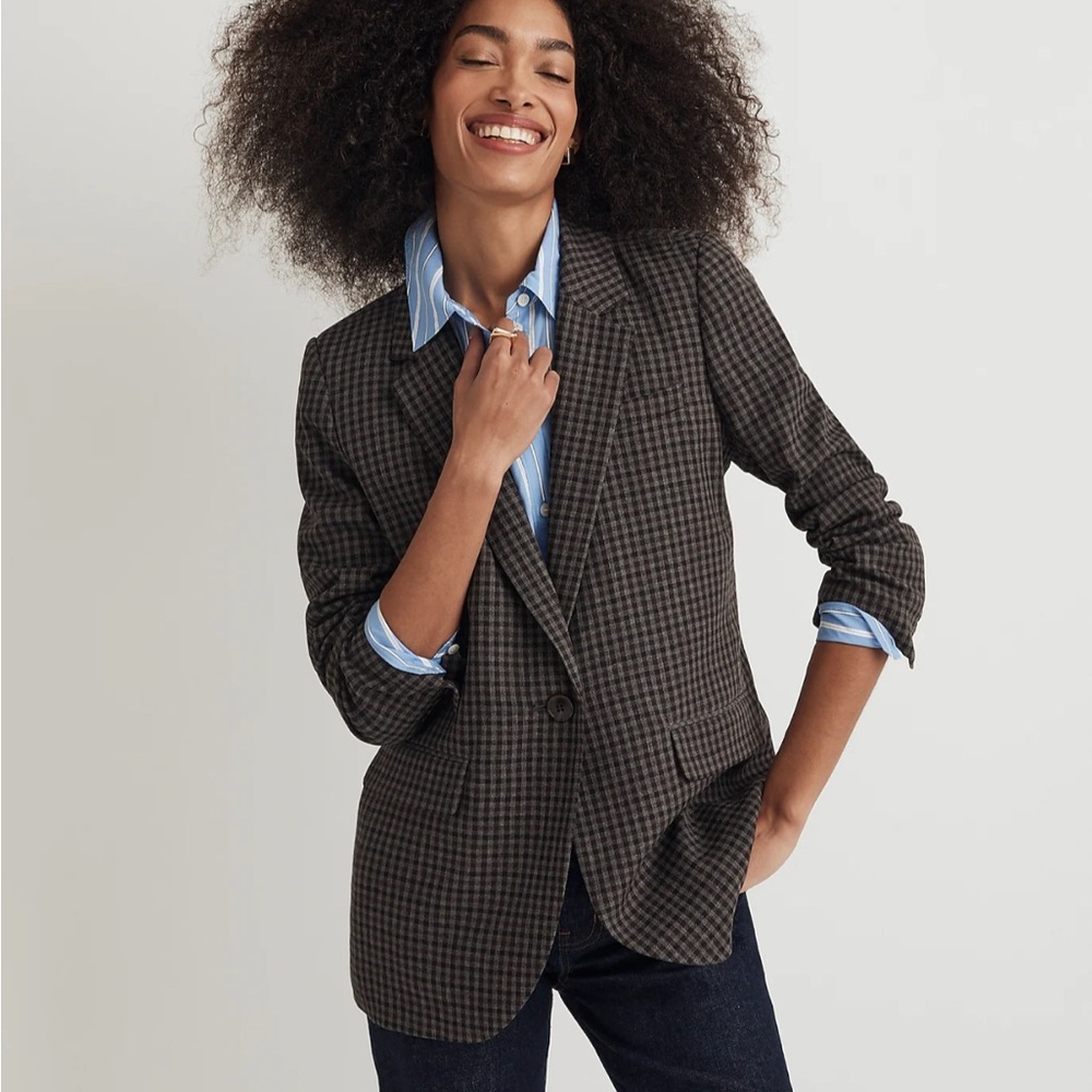 Madewell The Larsen Blazer in Plaid Size Medium Dark Academia Gilmore Girls